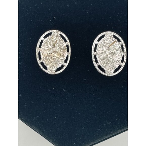 2 Pairs Pierced Earrings Gold Silver Tones Faux Pearls Clear Rhinestones - Picture 6 of 13